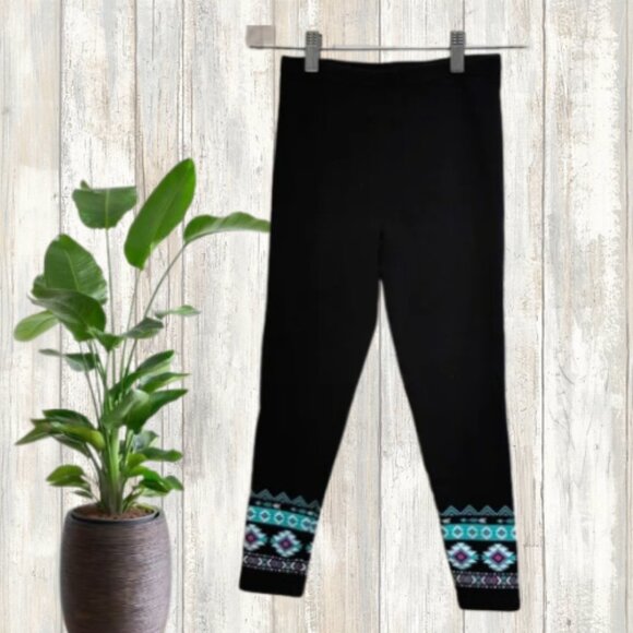 3/$25 Children black leggins pants with turquoise pattern - Picture 1 of 7